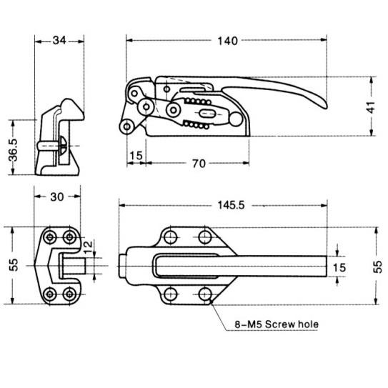 Refrigerator Door Small Latch & Strike L-1400 - Image 4